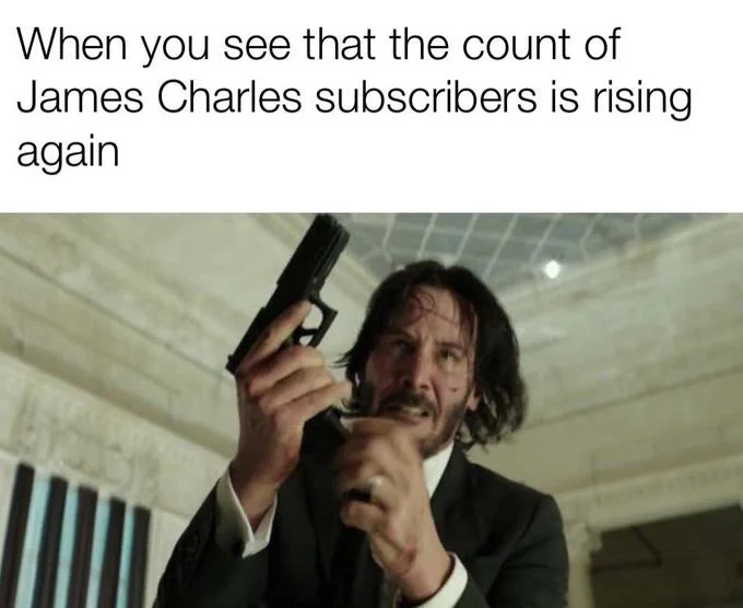 Endgame-spoiler little-brother caption above John Wick reloading
