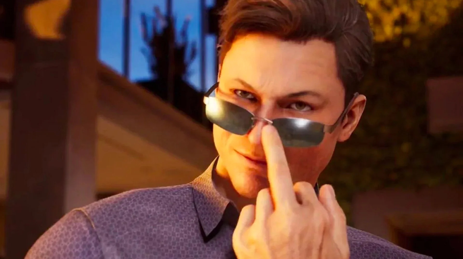 Johnny Cage International Love — Johnny Cage from Mortal Kombat 1 lowering his sunglasses with a smirk