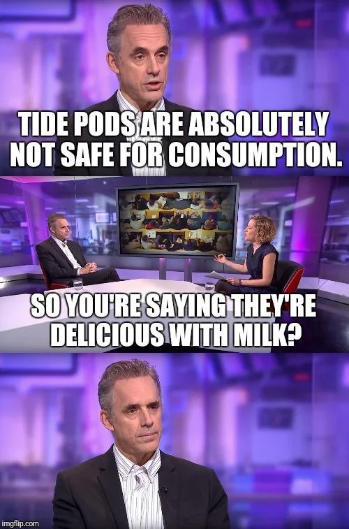 Jordan Peterson — So You're Saying meme with Peterson and Newman featuring absurdist text about potatoes and tomatoes
