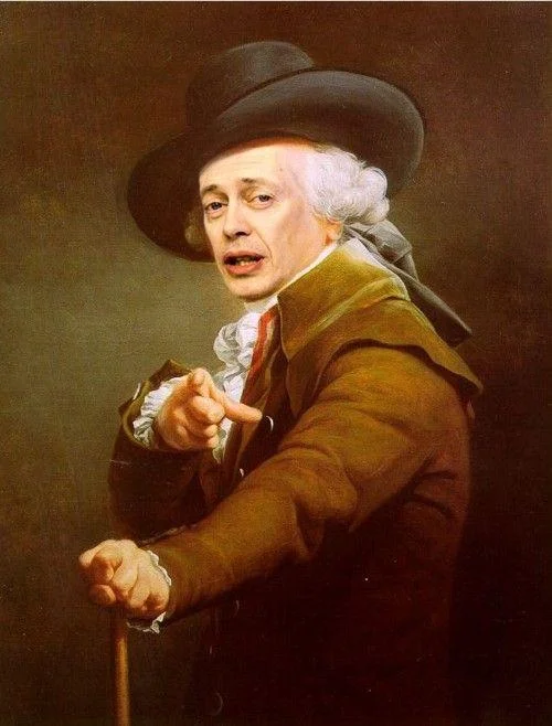 Joseph Ducreux painting with Steve Buscemi's face edited onto it.