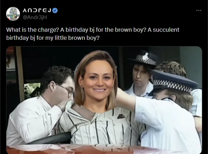 Jpmorgan Lorna Hajdini And Chirayu Rana Scandal — Succulent Chinese meal arrest meme edited with Hajdini's face