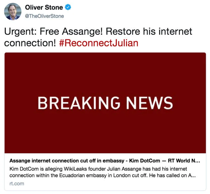 Julian Assange — Protesters holding Free Assange banners outside Ecuadorian Embassy in London