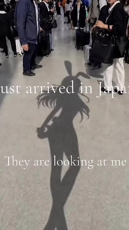 Just Arrived In Japan — Anime bunny girl silhouette shadow at Japanese airport