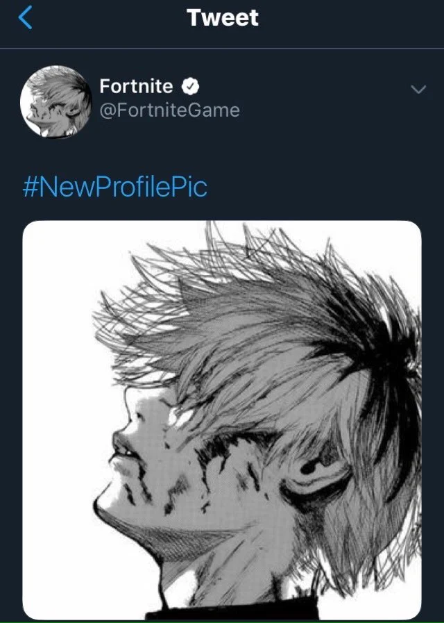 Kaneki Profile Picture — Black and white manga drawing of a long-haired female character crying in profile.