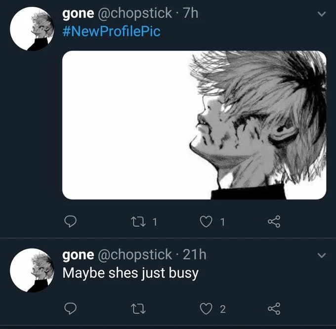 Kaneki Profile Picture — Screenshot showing Fortnite's Twitter account using the Kaneki Ken profile picture.