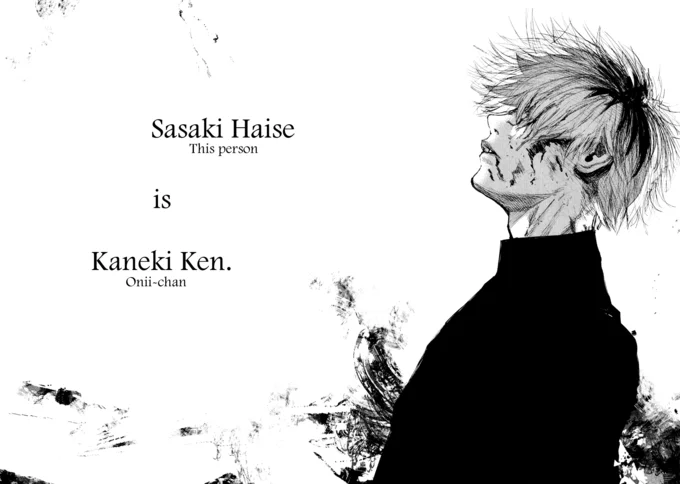 Kaneki Profile Picture — Manga page with Kaneki profile image and text identifying him as Sasaki Haise and Kaneki Ken.