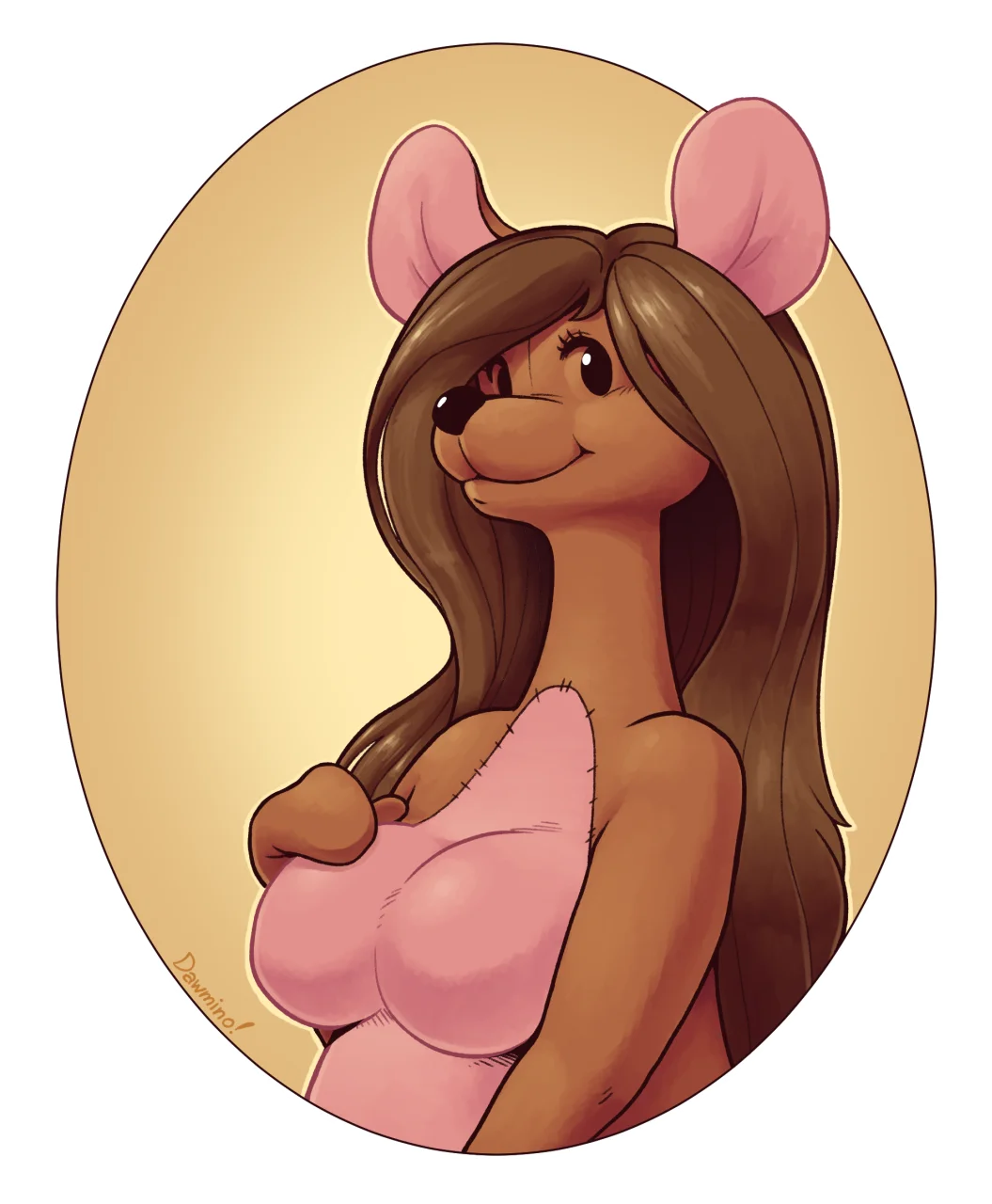 Kanga With Hair — Portrait fan art of Kanga with brown hair in oval frame
