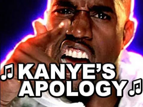 Kanye Interrupting — Kanye West with glowing effect and apology meme text