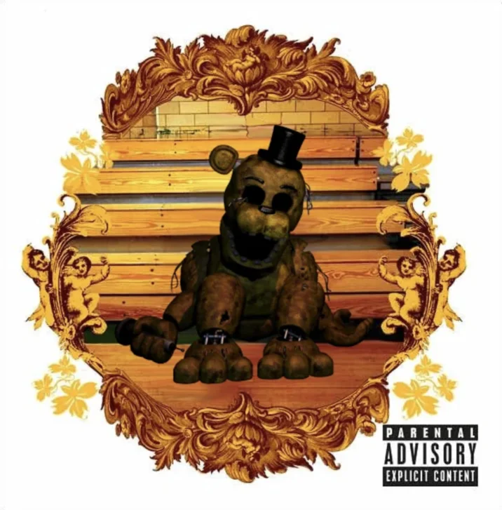 Kanye Is Golden Freddy Can I Have The Nitrus Today — Golden Freddy edited onto Kanye's 808s & Heartbreak album cover