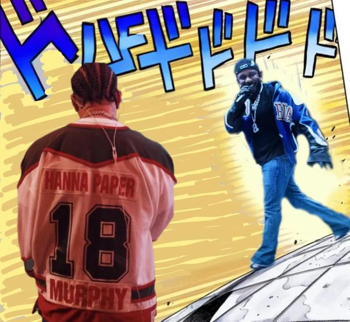 Kendrick Lamar Say Drake — Stylized anime/manga remix of the 'Say Drake' meme with two figures facing off with Japanese visual effects.