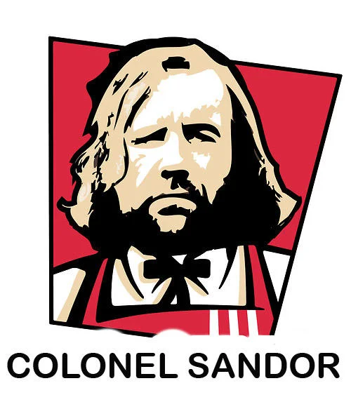 Kentucky Fried Chicken (KFC) — Game of Thrones character The Hound depicted as Colonel Sandor in KFC logo style