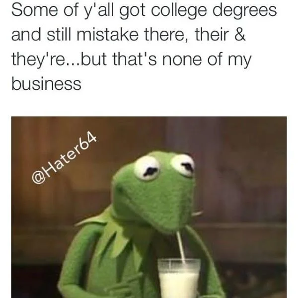 Kermit Sipping Tea — Kermit drinks from white cup with text observing someone's clothing choices.