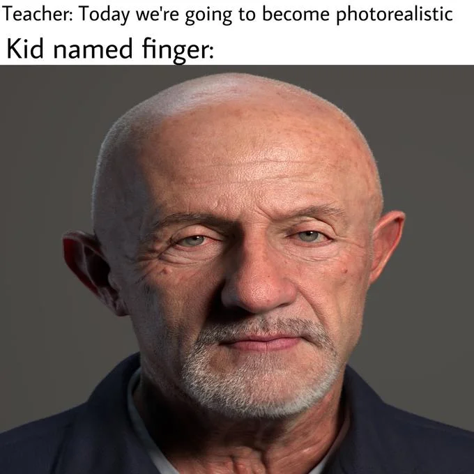 Kid Named Finger — Variant using photorealistic 3D-rendered character instead of Breaking Bad actor.