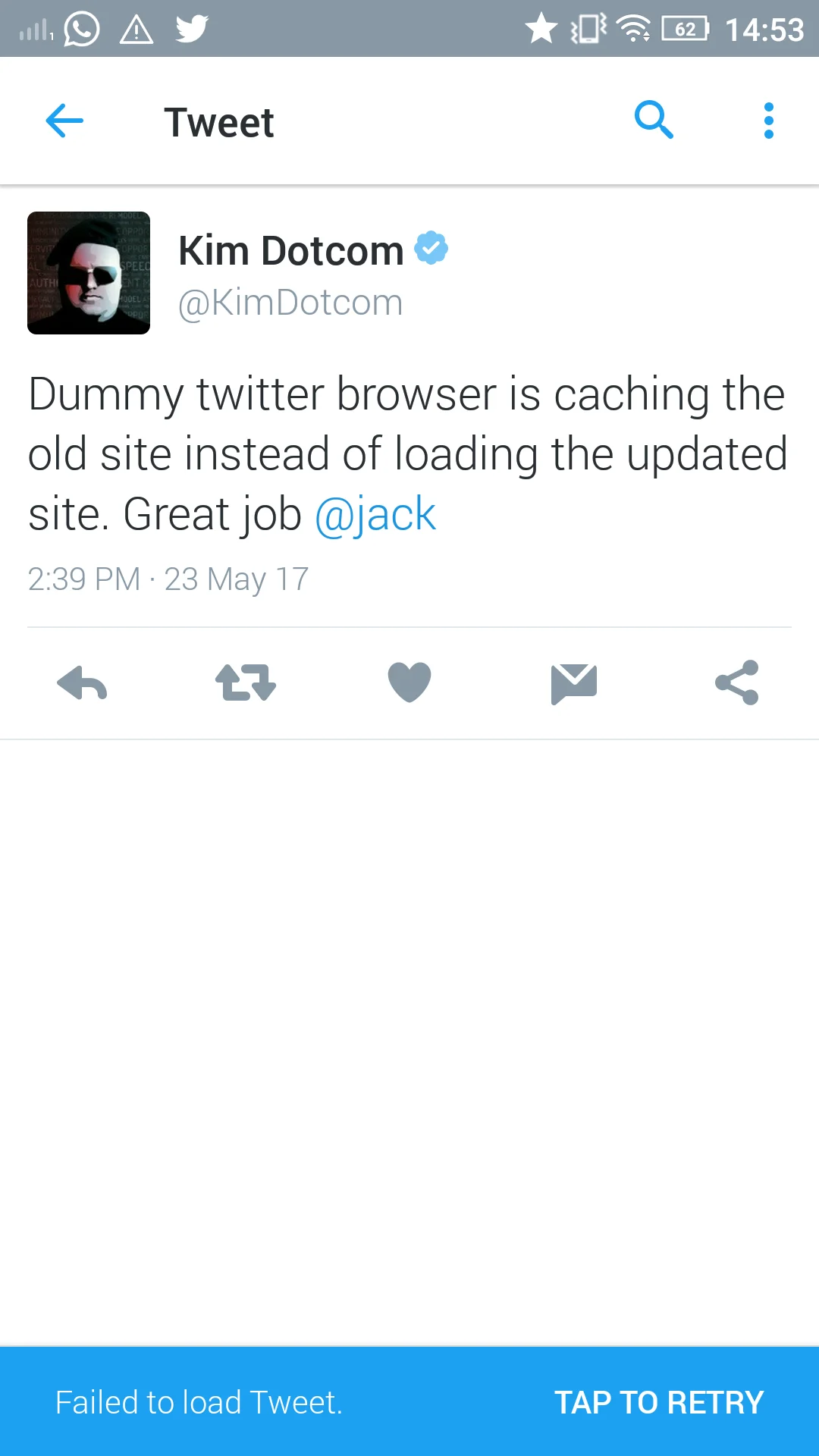 Mobile screenshot of Kim Dotcom's Twitter profile with political tweets about Mueller and Seth Rich