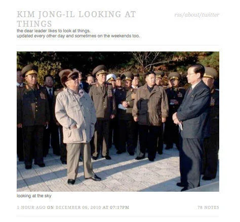 Kim Jong Il Looking At Things — Screenshot of the Kim Jong-il Looking at Things Tumblr blog homepage