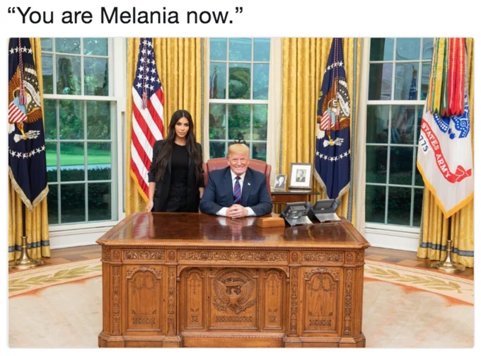Trump tweet showing him with Kim Kardashian in the Oval Office discussing prison reform