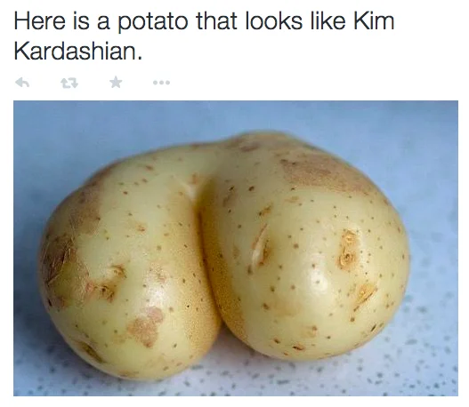 Kim Kardashian's Paper Magazine Cover — Tweet showing a curvy potato compared to Kim Kardashian