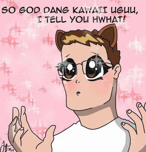 King of the Hill — Anime kawaii style fan art of Hank Hill with cat ears and sparkles