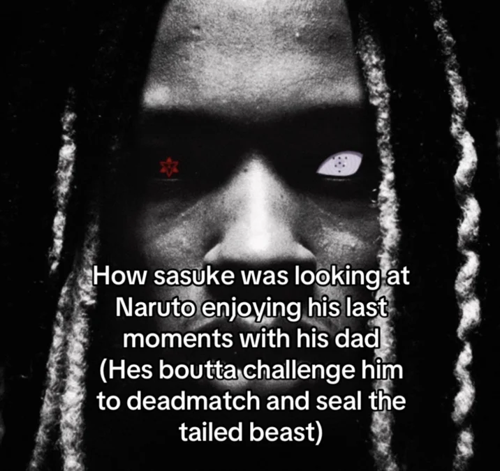 King Von Anti Piracy Screen King Von Stare — King Von stare meme edited with Sasuke's Sharingan and Rinnegan eyes and a Naruto storyline caption