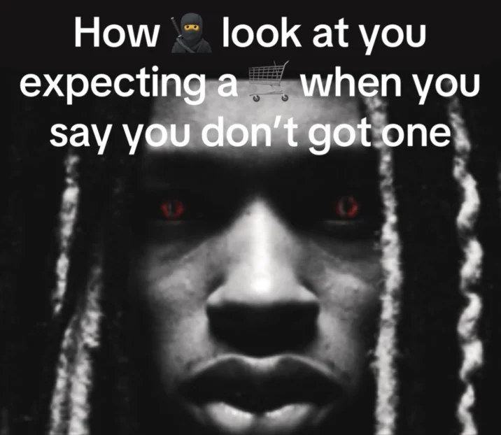 King Von Anti Piracy Screen King Von Stare — King Von red-eye stare meme about being expected to have a shopping cart