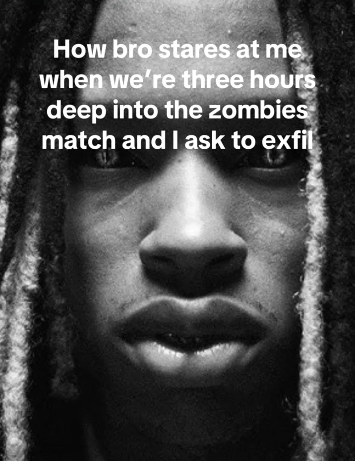King Von Anti Piracy Screen King Von Stare — King Von stare meme captioned about a friend's angry look when asking to exfil during a Call of Duty Zombies match