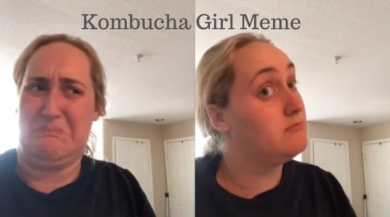 Two-panel meme template comparing stoic man on left with Kombucha Girl's disgusted reaction on right.