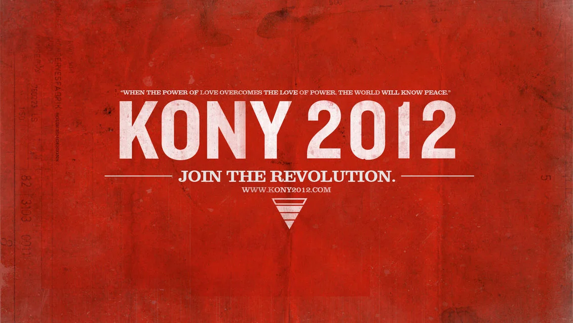 Red Kony 2012 campaign poster with 'Join the Revolution' tagline