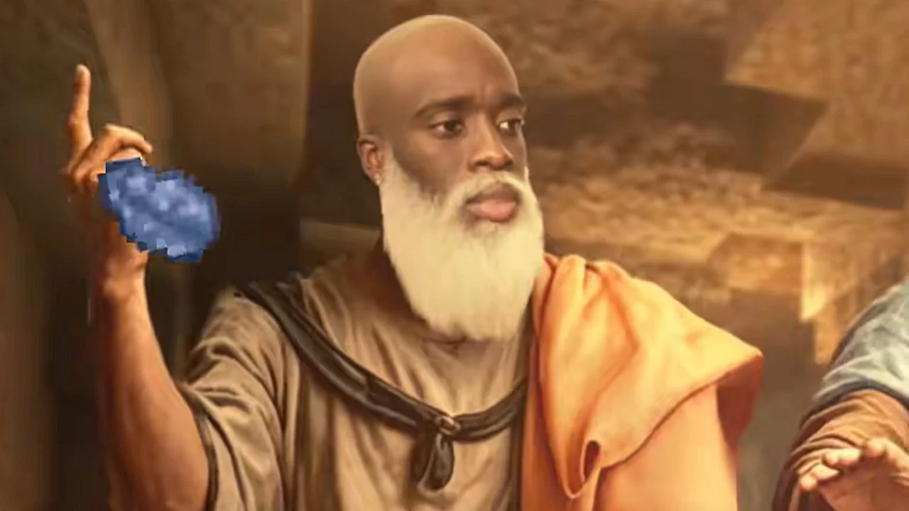Kai Cenat edited as a peaceful sage holding lapis lazuli, the viral La Peace meme format