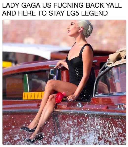 Lady Gaga LG5 meme with Venice boat photo
