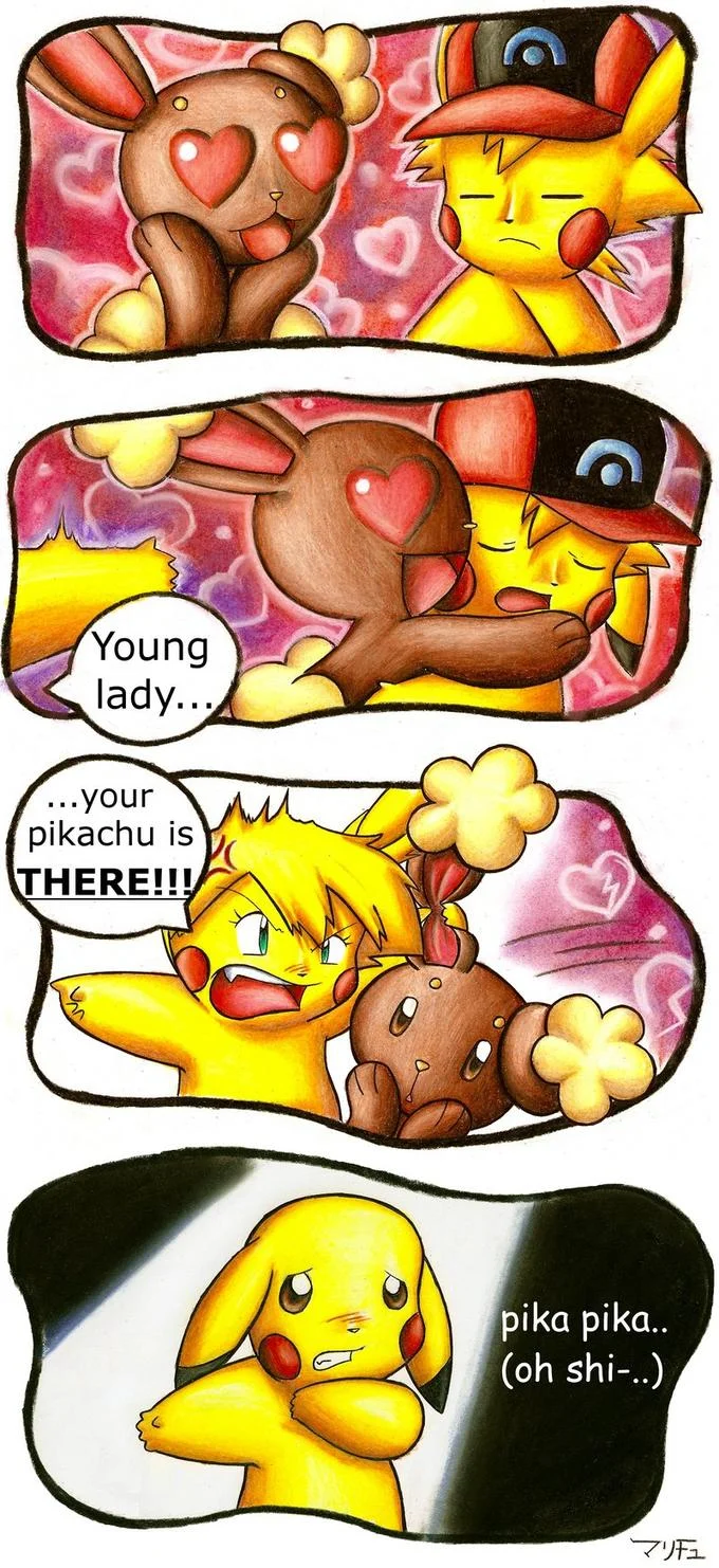 LagomorphShipping — Four-panel Pokemon comic about Buneary flirting with the wrong Pikachu