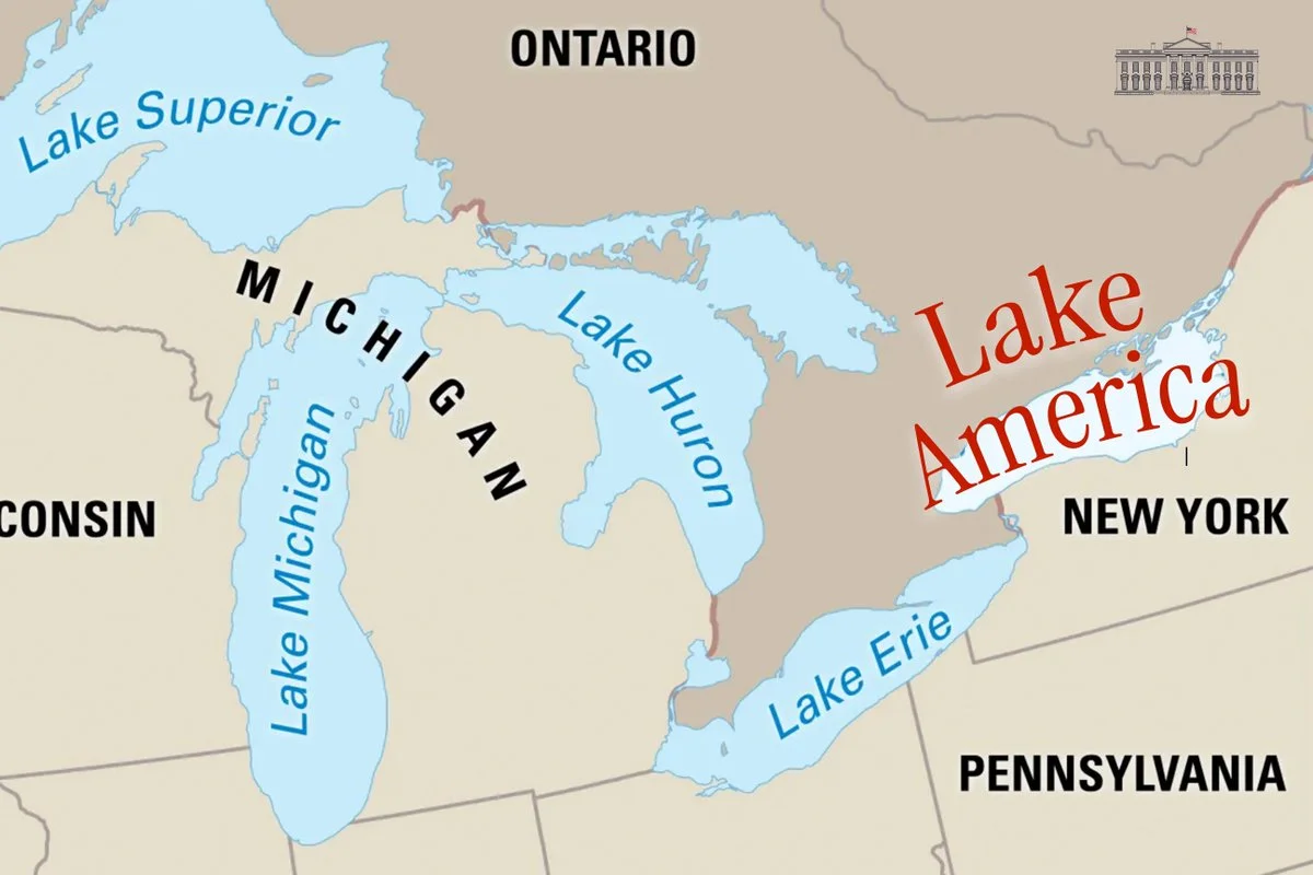 SpongeBob burning paper meme Canadians seeing Lake America on Google Maps