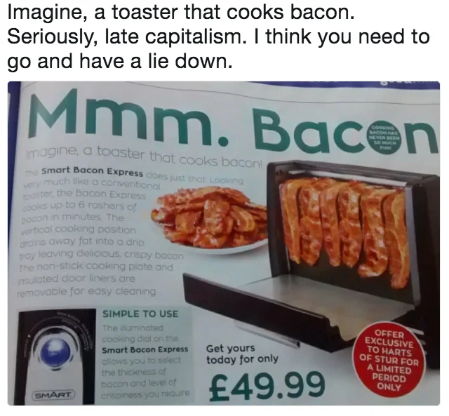 Late Capitalism — Tweet screenshot critiquing a Flipboard ad as a late-capitalism object lesson