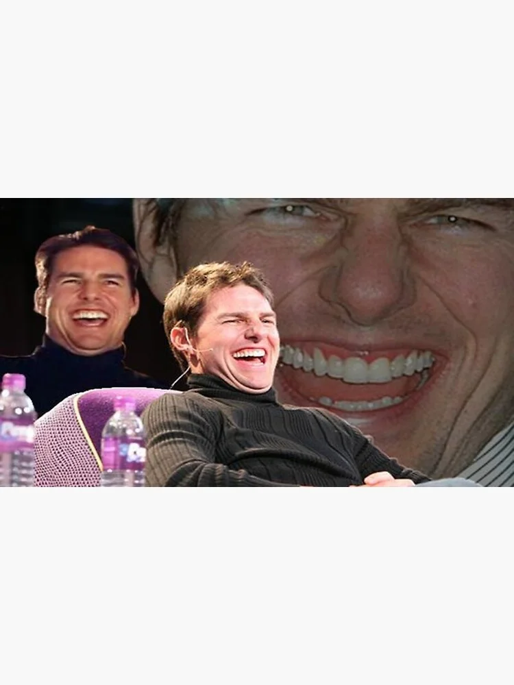 Laughing Tom Cruise — Clean, unadorned image of Tom Cruise with his iconic maniacal laughing expression featuring an extremely wide grin and visible teeth.