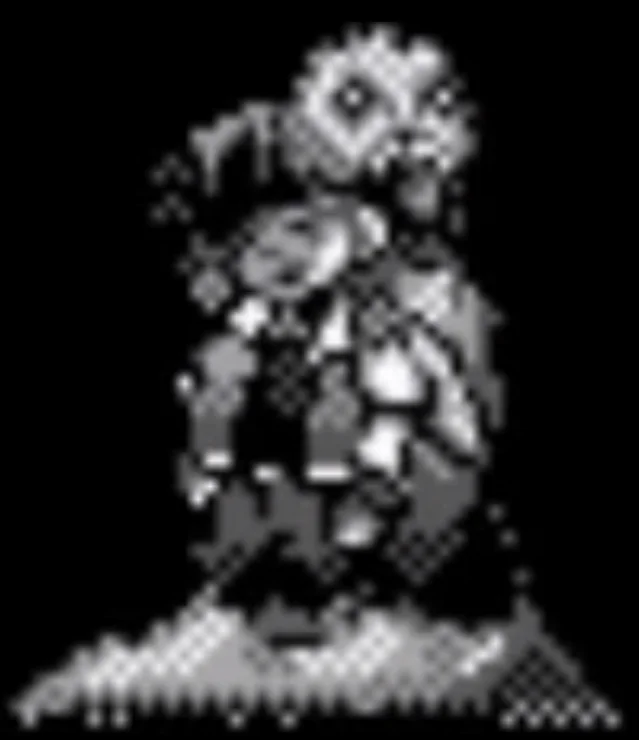 Lavender Town Syndrome Creepypasta — Grainy black and white pixelated image of the Buried Alive creepypasta character