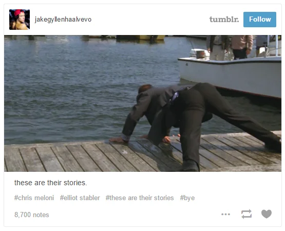 Law and Order — Tumblr post of Elliot Stabler falling off a dock