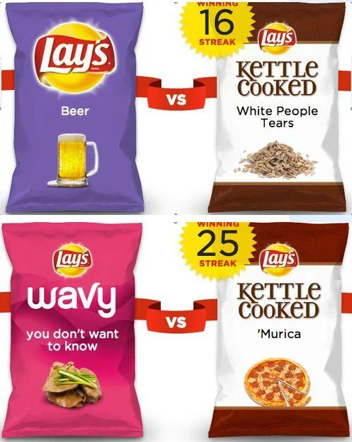 Lays Do Us A Flavor Parodies — Lay's flavor battle matchups comparing parody chip bag flavors with winning streaks