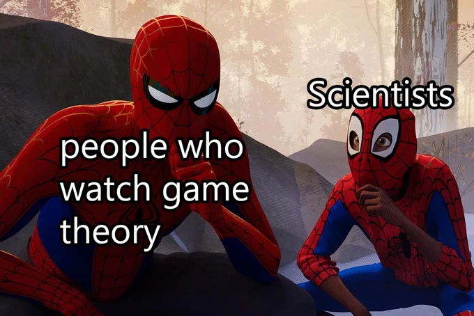 Learning to be Spider-Man — Spider-Verse meme with Game Theory viewers teaching scientists