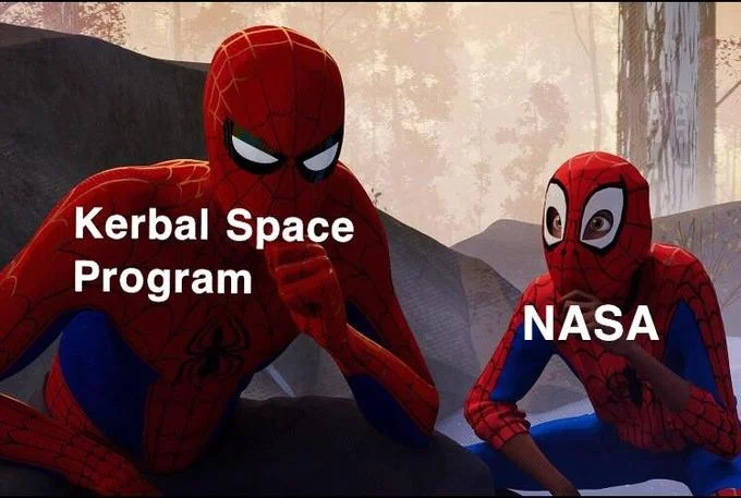 Learning to be Spider-Man — Spider-Verse meme with Kerbal Space Program teaching NASA