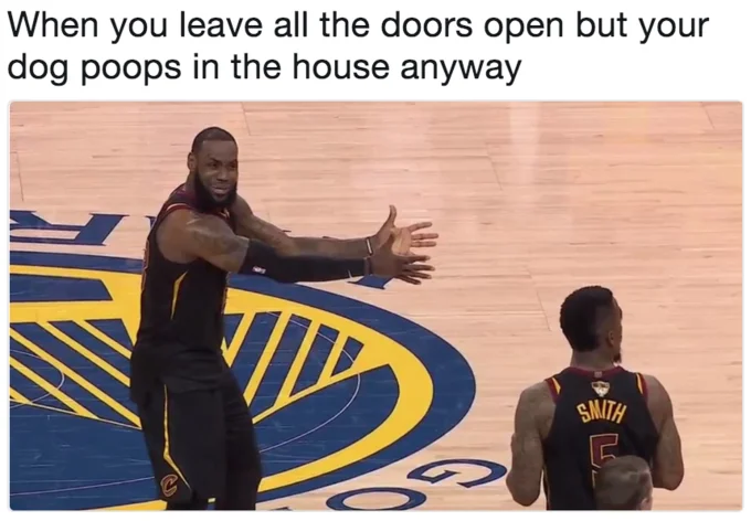 LeBron James's NBA Finals Reaction — LeBron reaction meme with Avengers Infinity War Star-Lord caption