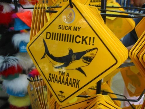 Left Shark — Yellow warning sign with shark meme text - shark culture humor