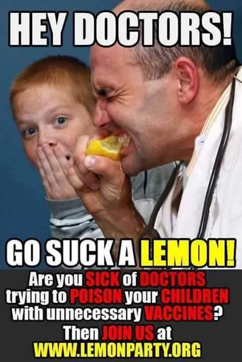 Lemon Party — Anti-vaccine style meme redirecting to lemonparty.org