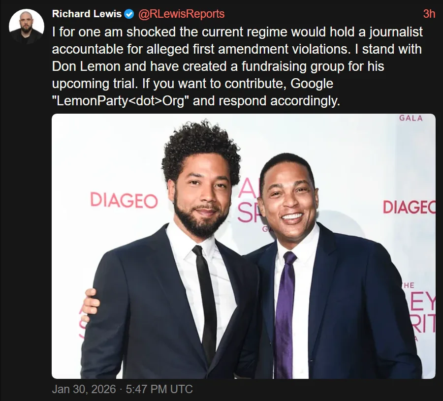 Lemon Party — Screenshot of Richard Lewis tweet referencing lemonparty.org and Don Lemon