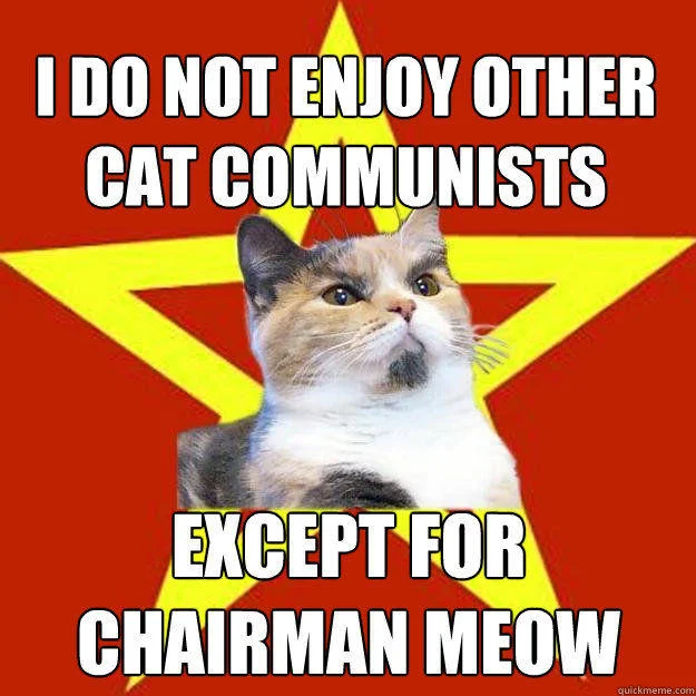 Lenin Cat meme referencing Chairman Meow as the only tolerable cat communist.