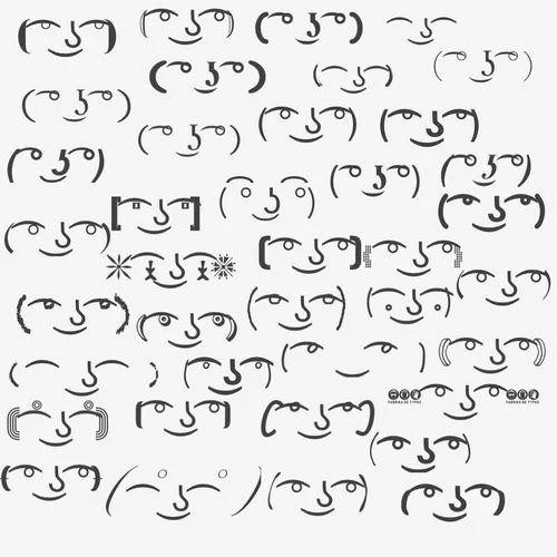 ( ͡° ͜ʖ ͡°) Lenny Face — Grid of dozens of Lenny Face emoticons in varied typographic styles arranged on a light background.