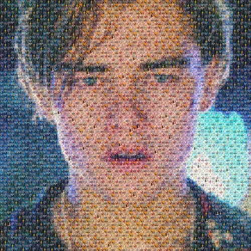 Photomosaic of Leonardo DiCaprio's face made from meme images