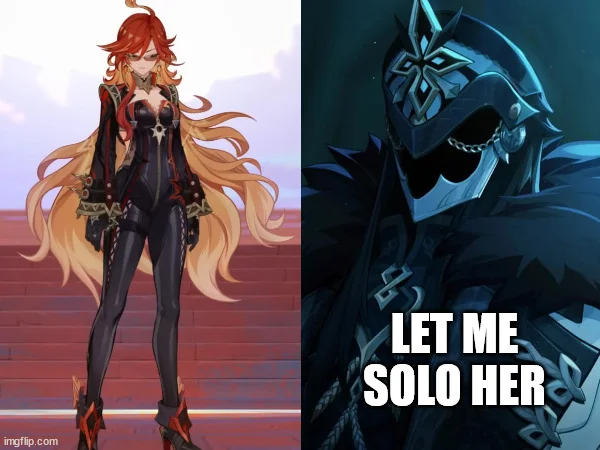 Let Me Solo Her — Two-panel meme comparing female boss and dark hooded warrior