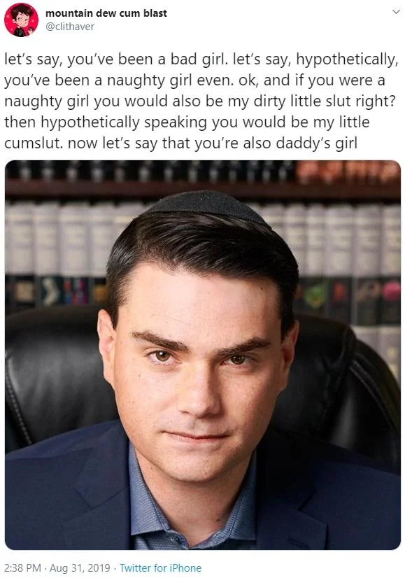 Let's Say, Hypothetically — Tweet by @clithaver using repeated 'let's say hypothetically' phrasing with a photo of Ben Shapiro.