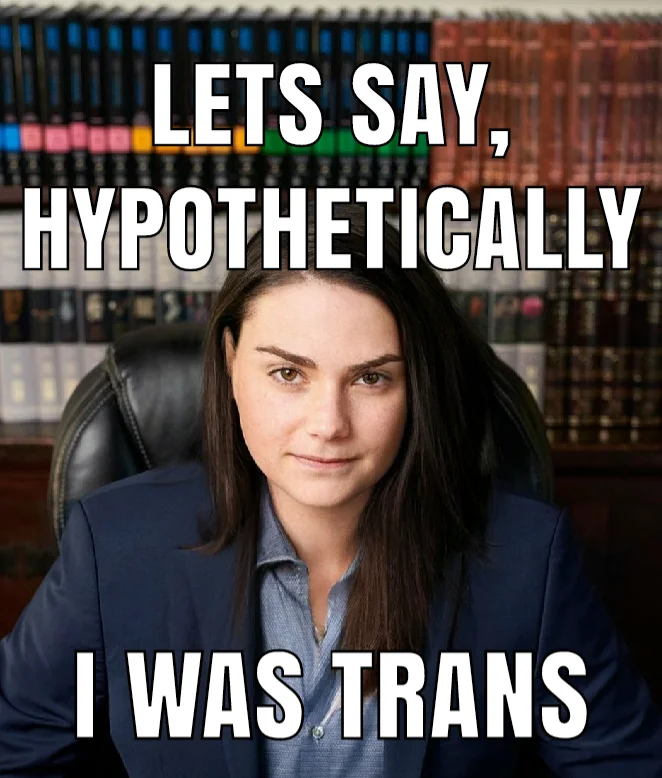 Face-swapped Ben Shapiro meme with text reading 'Let's say, hypothetically, I was trans.'