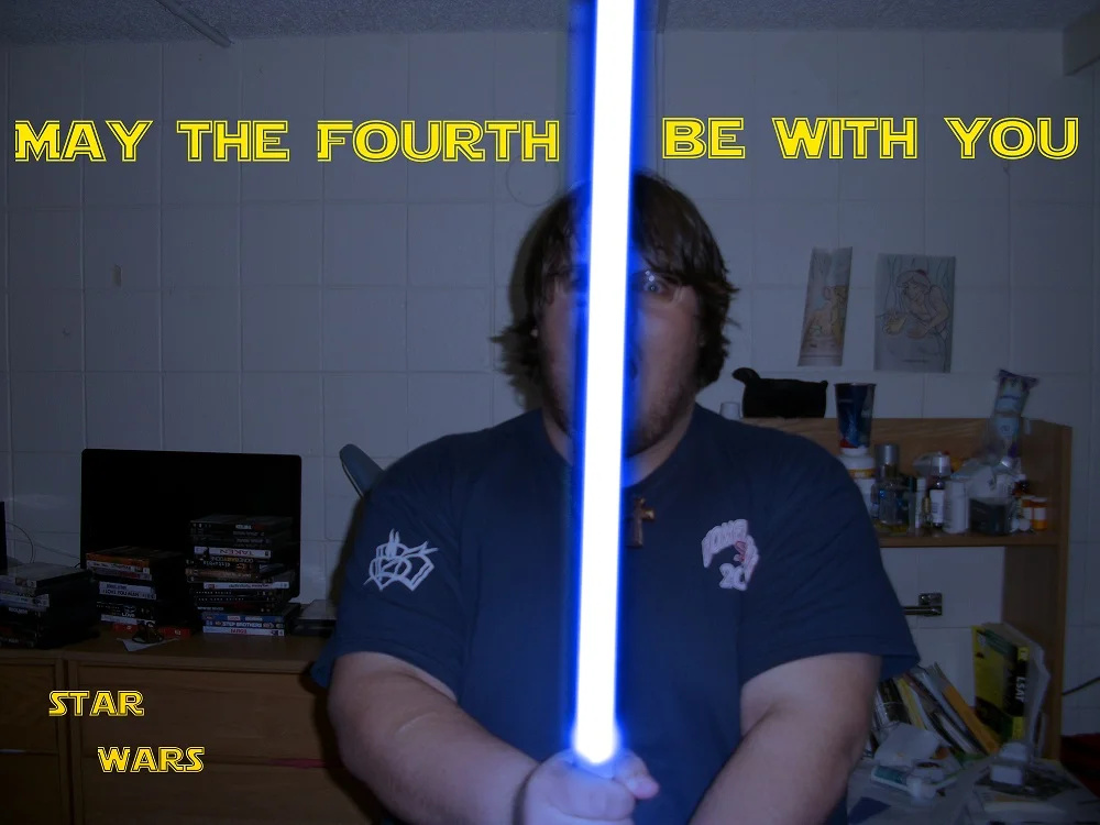 Lightsaber duels — Anime student wielding a fiery lightsaber