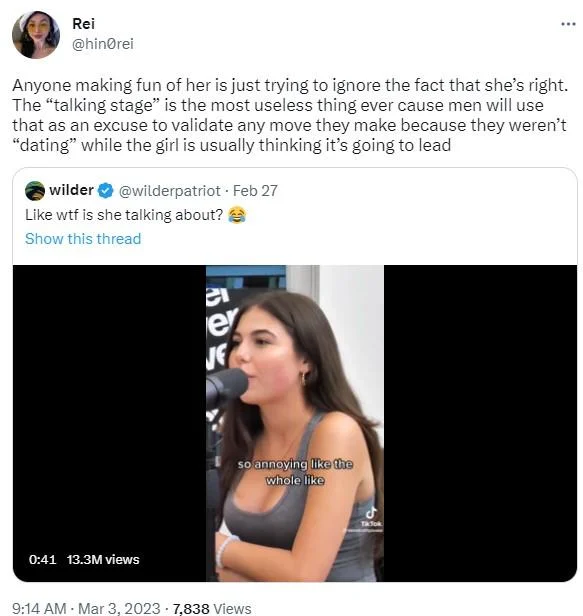 Like Girl Noelani Renee — Twitter reaction tweet defending Noelani Renee's talking stage comments on the Whatever Podcast